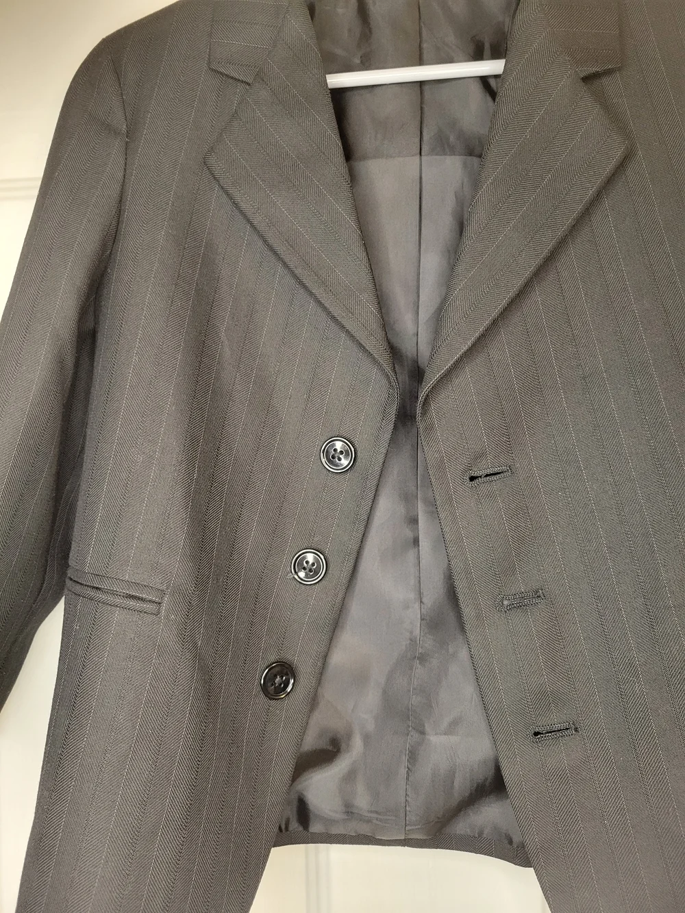 Gray Pinstripe Van Heusen Blazer - Classic Three-Button Suit Jacket